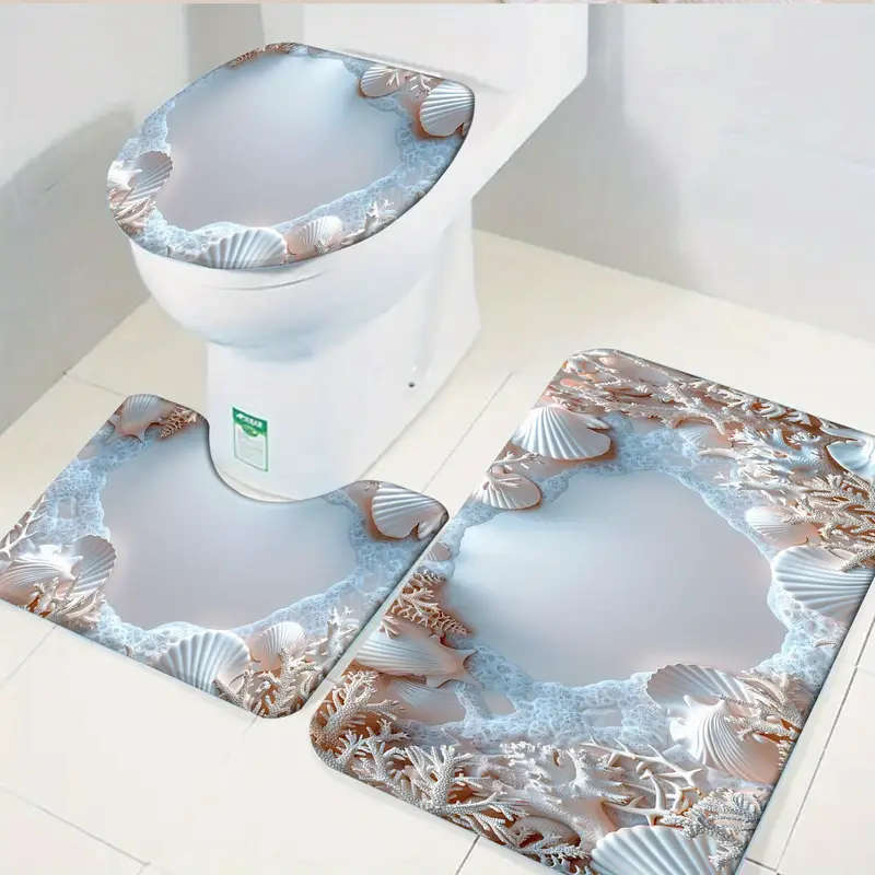 3 Piece Ocean Coast Bath Mat Set