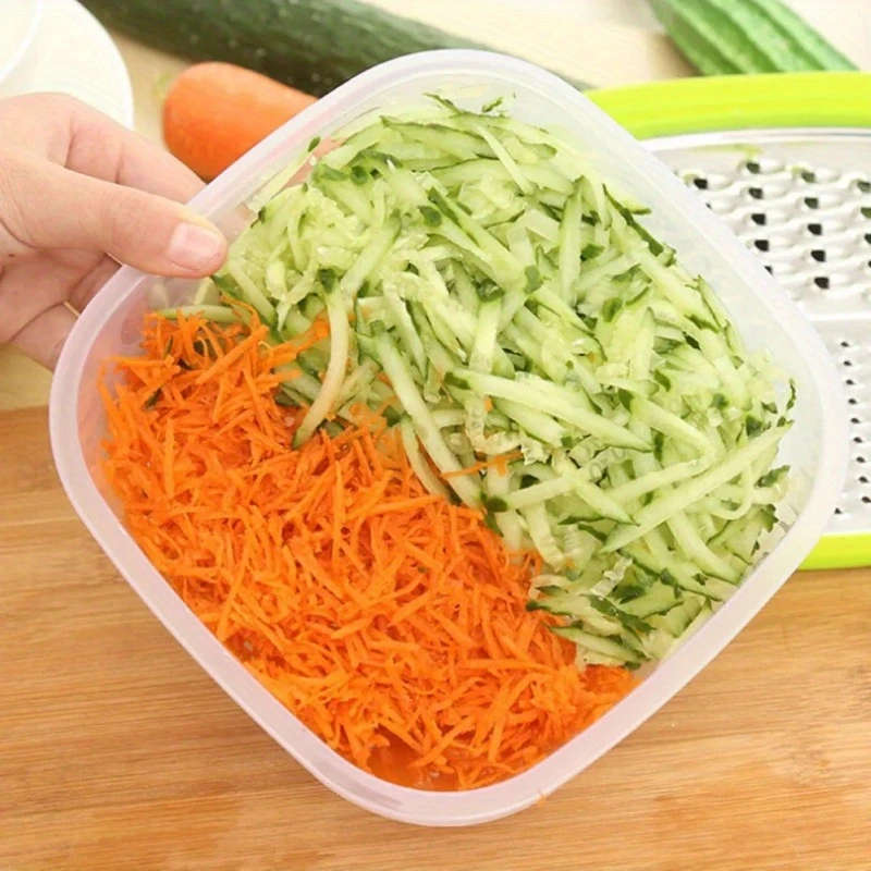 1Pc 3In1 Manual Vegetable Chopper Slicer And Grater Green Plastic French Fry Cutter
