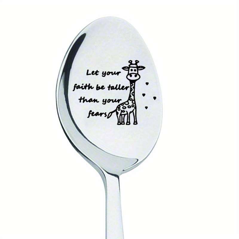 1pc Cute Giraffe Spoon   Inspirational Stainless Steel Animal Spoon   Charm Friends Animal Love