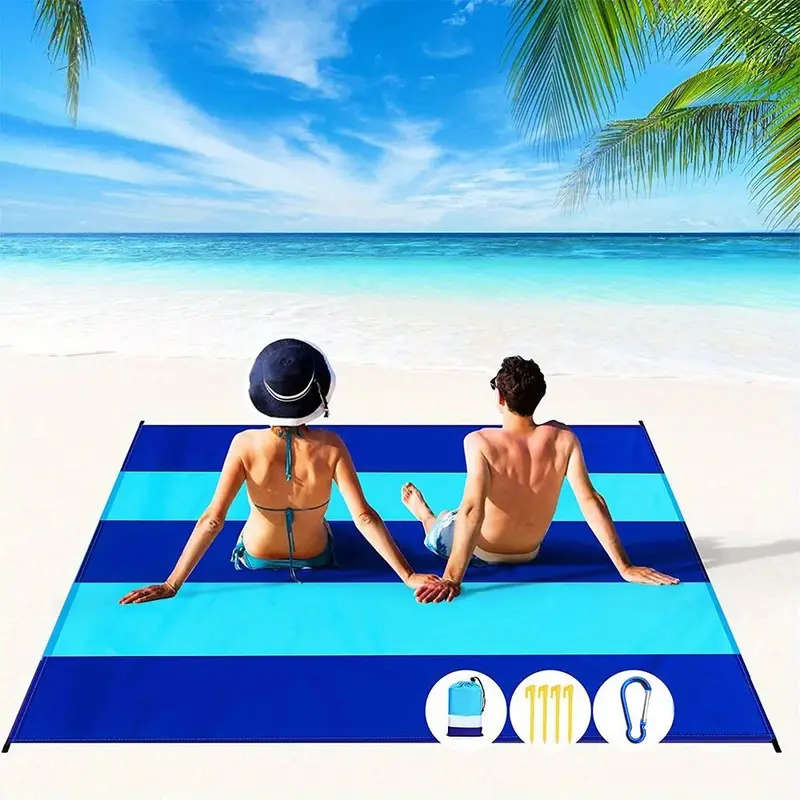 1pc Pocket Picnic Mat Size 140x200cm Portable Foldable Waterproof Moisture-proof Mat Polyester Plaid