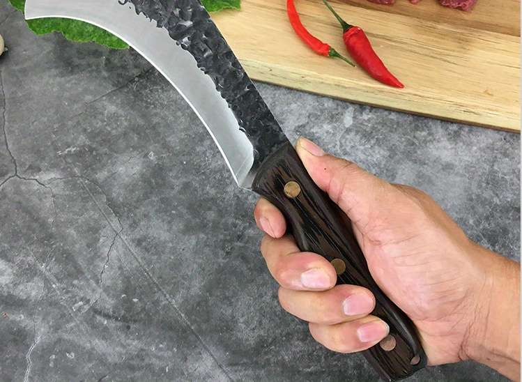 1pc Premium Stainless Steel Curved Knife with Faux Leather Sheath Lightweight Durable and A