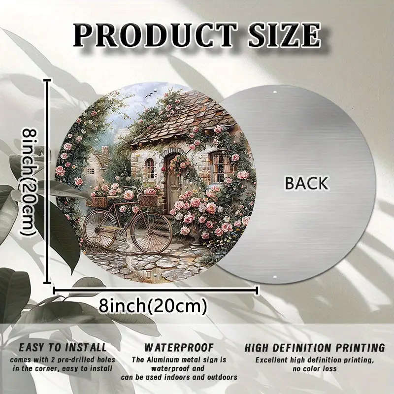 1pc 8x8inch 20x20cm Round Aluminum Sign Metal Sign Hello Spring Vintage Art Sign For Home Bedroom Fa