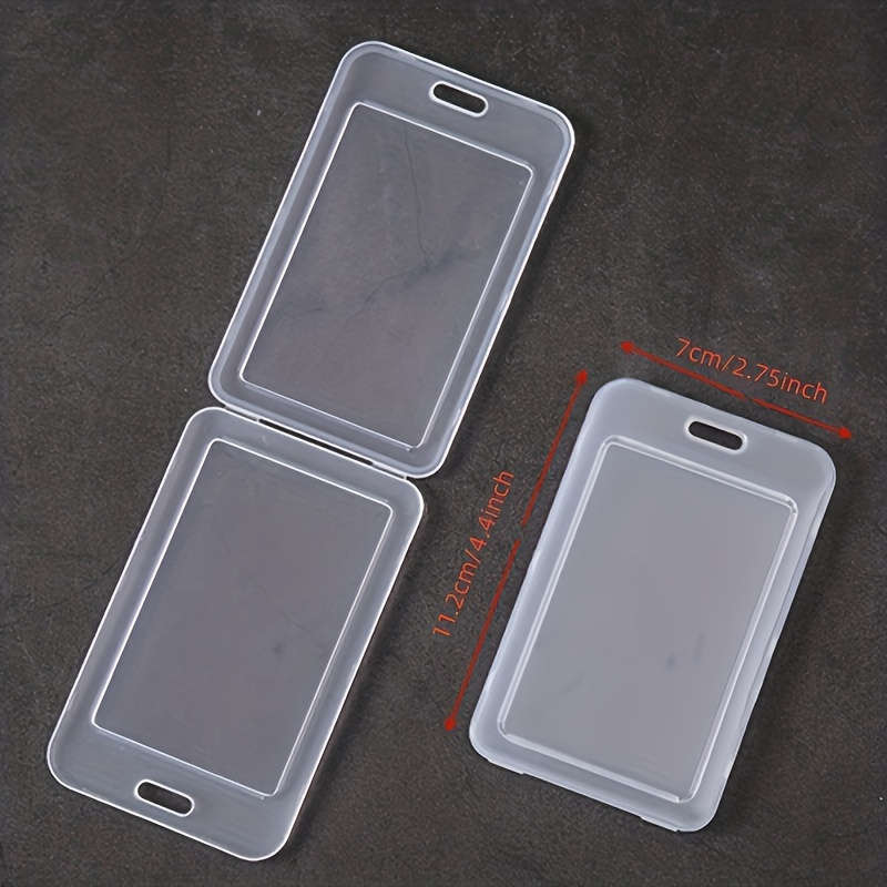 1pc Clear Plastic Card Holder Sleeve Transparent Protective Wallet for Work ID Student Badge