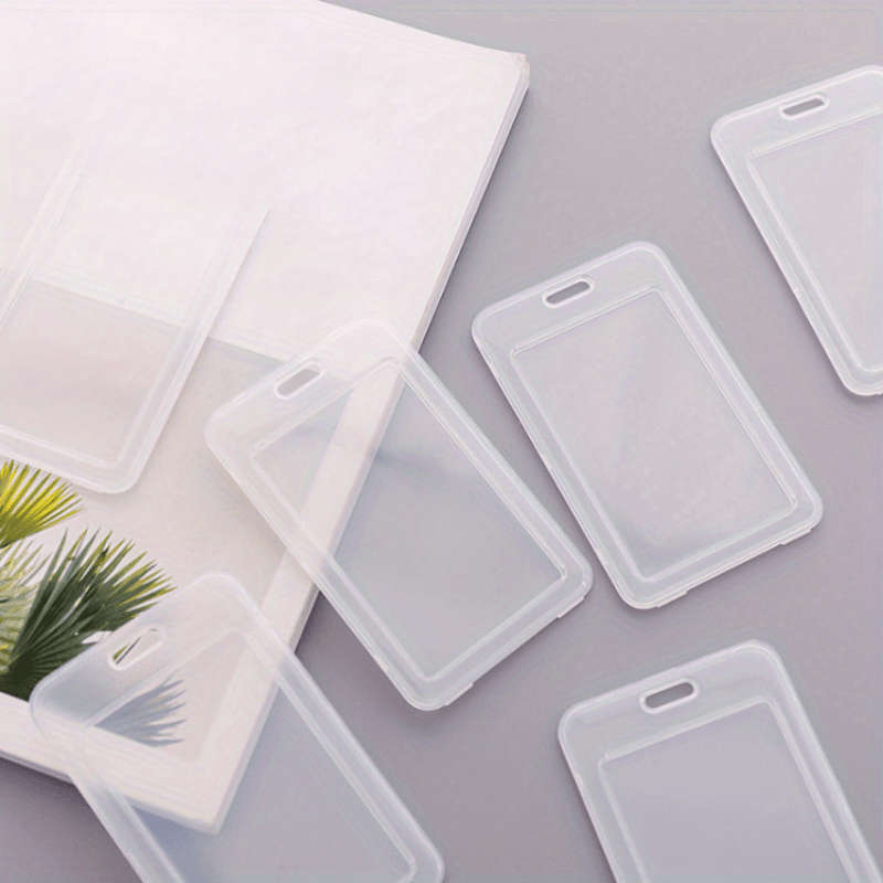 1pc Clear Plastic Card Holder Sleeve Transparent Protective Wallet for Work ID Student Badge