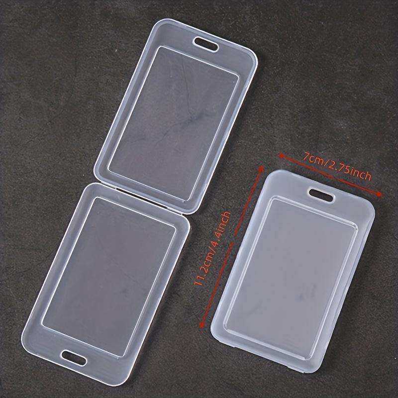 1pc Clear Plastic Card Holder Sleeve Transparent Protective Wallet for Work ID Student Badge
