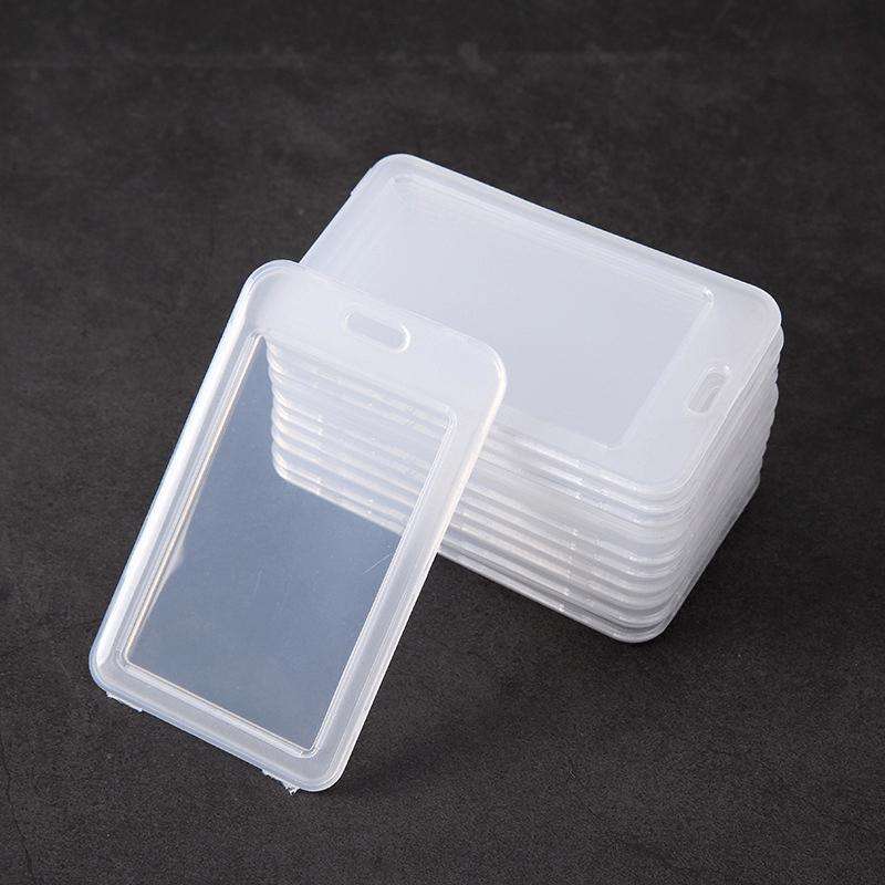 1pc Clear Plastic Card Holder Sleeve Transparent Protective Wallet for Work ID Student Badge