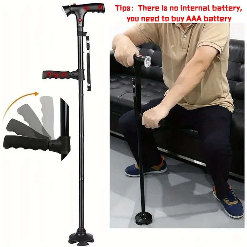 1 Piece Aluminum Alloy Walking Stick With Led Light And Siren
