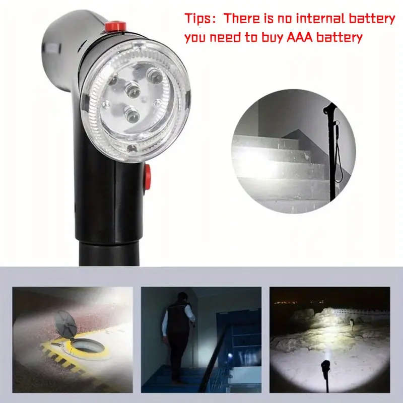 1 Piece Aluminum Alloy Walking Stick With Led Light And Siren