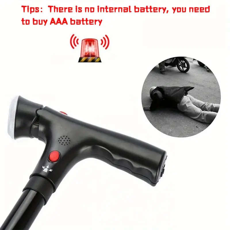 1 Piece Aluminum Alloy Walking Stick With Led Light And Siren