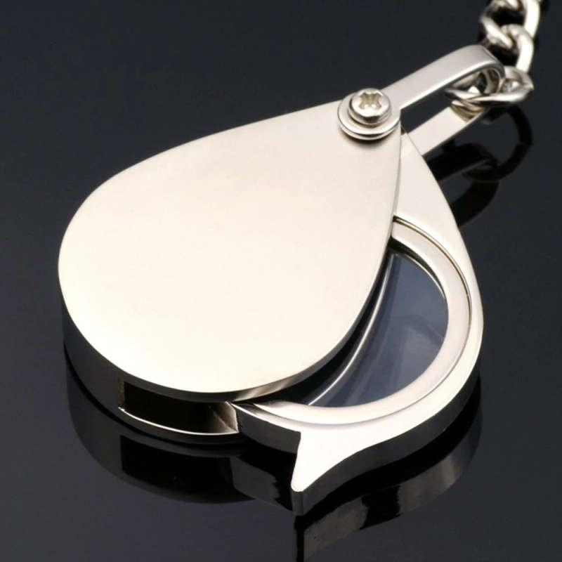1pc 10X Portable Folding Pocket Magnifier with Metal Jewelry Keychain Iron Material