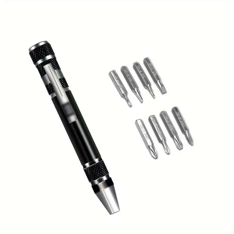1pc 8in1 Precision Screwdriver Set Aluminum Alloy Multifunctional Pocket Tool Kit