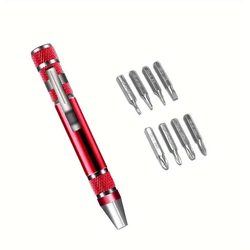 1pc 8in1 Precision Screwdriver Set Aluminum Alloy Multifunctional Pocket Tool Kit
