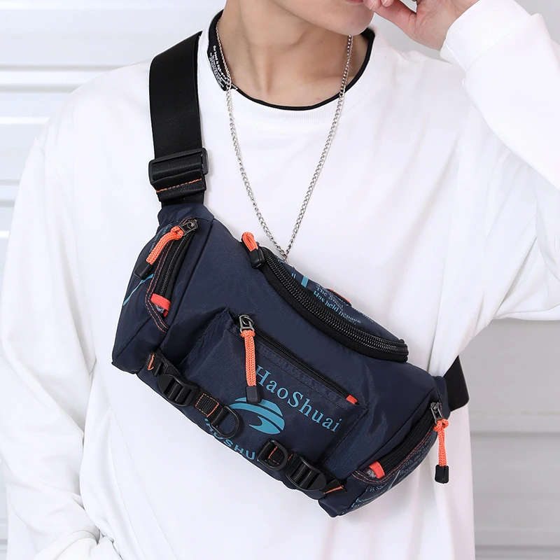 1pc Men's Large Capacity Chest Bag Sports Multi-functional Shoulder Bag Color sent randomly