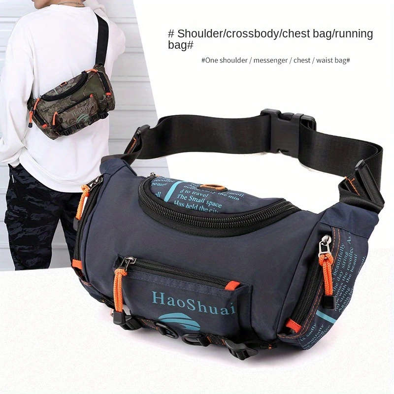 1pc Men's Large Capacity Chest Bag Sports Multi-functional Shoulder Bag Color sent randomly