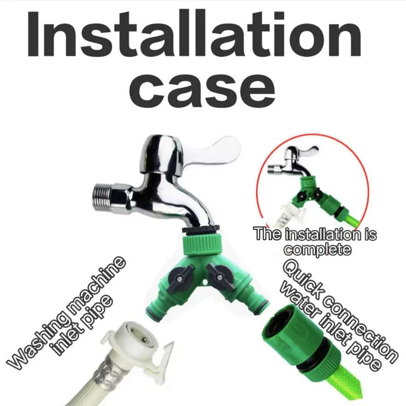 1pc 2Way Water Hose Tap Splitter With Quick Connector And Y Type Adapter For Garden Faucet Dual-Purp