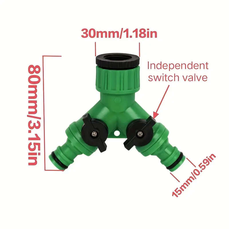 1pc 2Way Water Hose Tap Splitter With Quick Connector And Y Type Adapter For Garden Faucet Dual-Purp