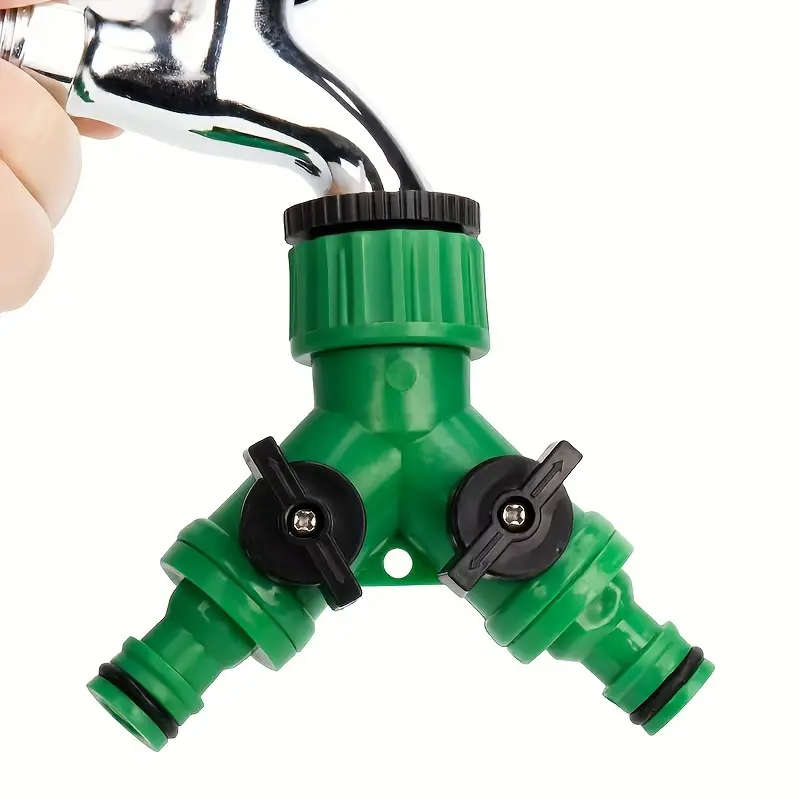 1pc 2Way Water Hose Tap Splitter With Quick Connector And Y Type Adapter For Garden Faucet Dual-Purp