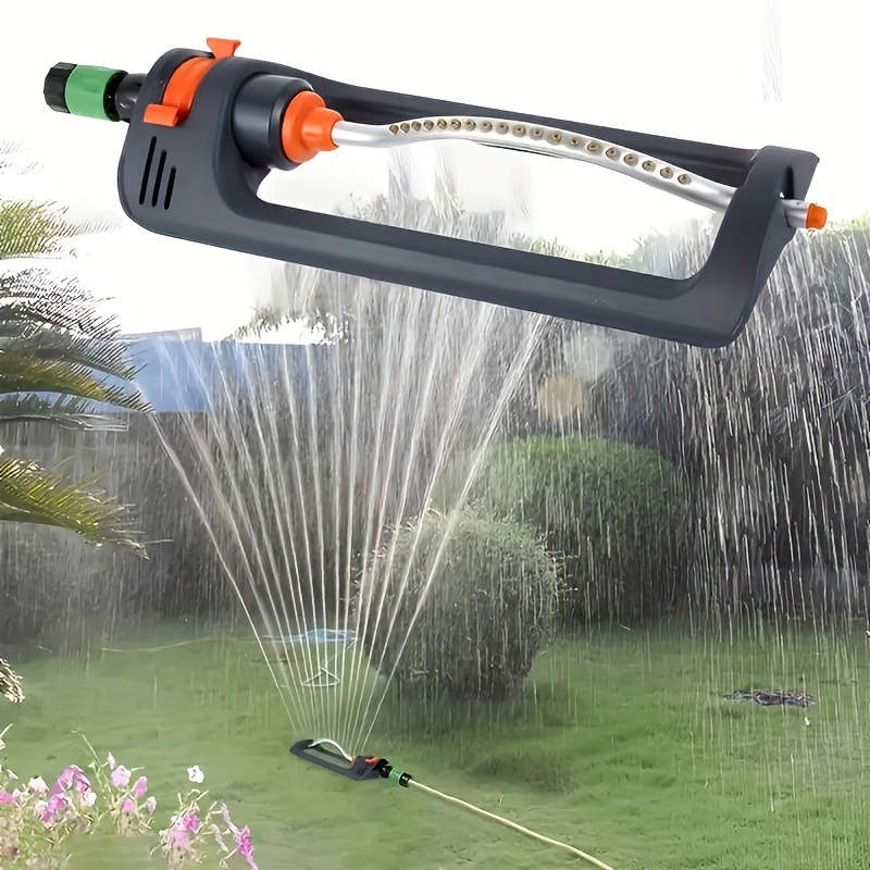 1Pc Orange Gray Automatic Swing Sprinkler With Rotating Nozzle