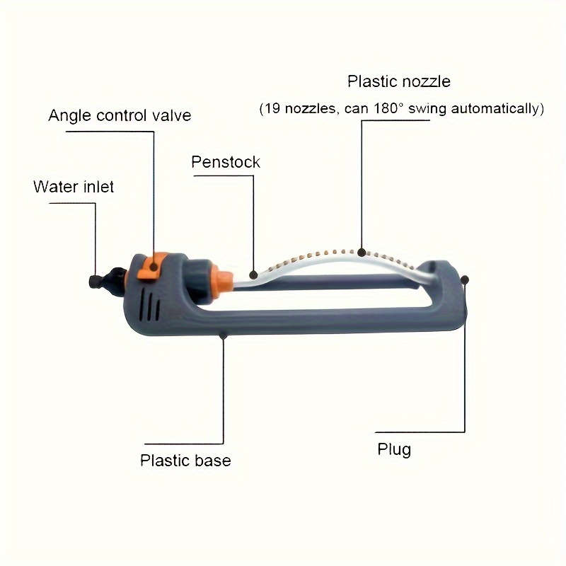 1Pc Orange Gray Automatic Swing Sprinkler With Rotating Nozzle
