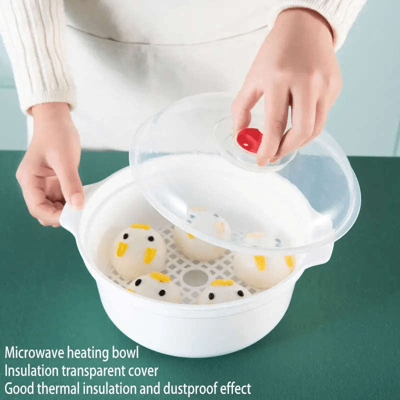 3pcs Set Silicone Microwave Steamer Bowl with Lid Healthy Easy Clean Portable for Home Ca