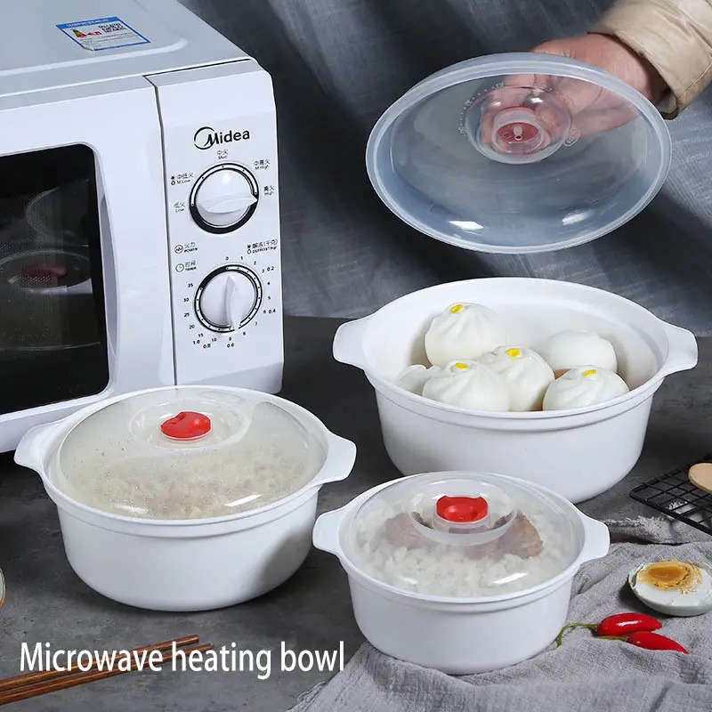 3pcs Set Silicone Microwave Steamer Bowl with Lid Healthy Easy Clean Portable for Home Ca