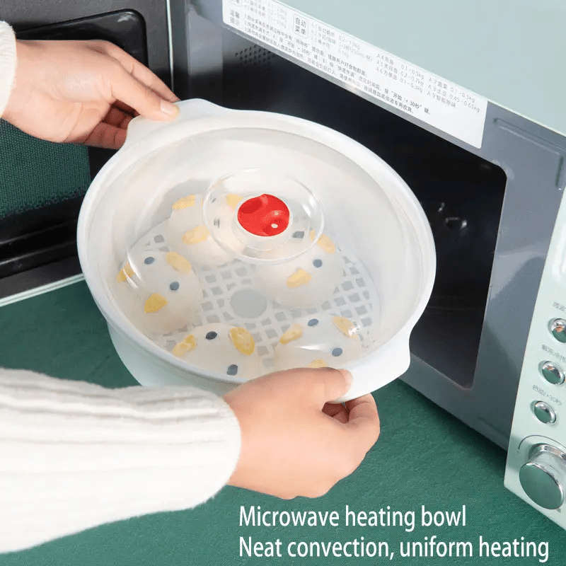 3pcs Set Silicone Microwave Steamer Bowl with Lid Healthy Easy Clean Portable for Home Ca