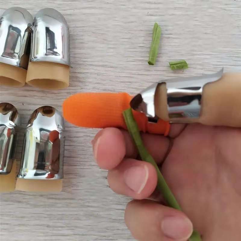 1pc Stainless Steel Thumb Knife Set with Beige Handle Portable Ideal for Fruit Vegetable P