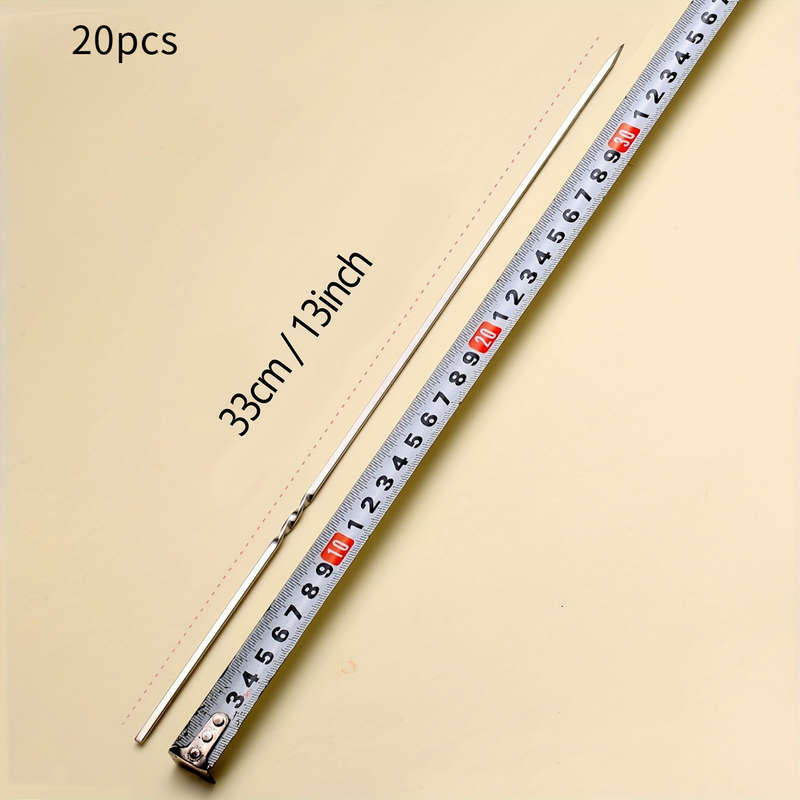 20-Pack Stainless Steel Skewers Reusable BBQ Kebab Sticks Perfect for Grilling Lamb Shish Ka
