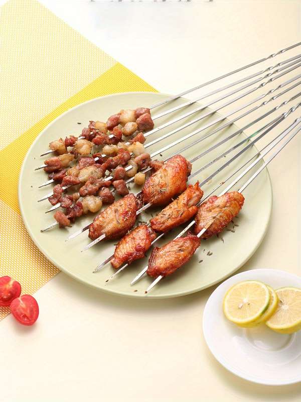 20-Pack Stainless Steel Skewers Reusable BBQ Kebab Sticks Perfect for Grilling Lamb Shish Ka