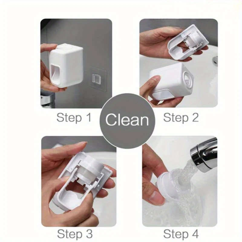 1Pc Easy Install Wall Mounted Automatic Toothpaste Dispenser Toothbrush Holder