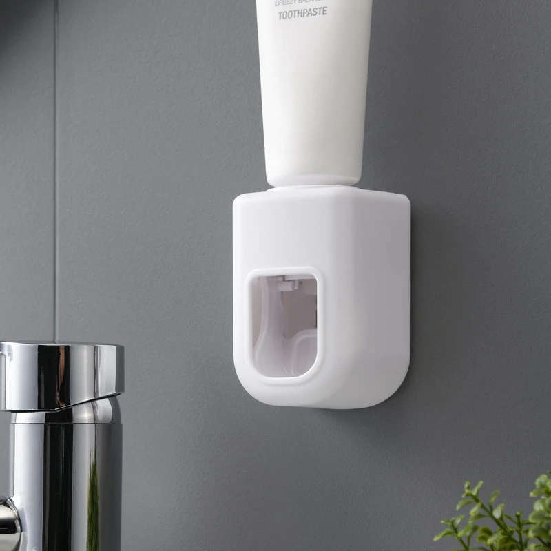 1Pc Easy Install Wall Mounted Automatic Toothpaste Dispenser Toothbrush Holder
