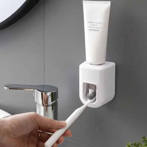 1Pc Easy Install Wall Mounted Automatic Toothpaste Dispenser Toothbrush Holder