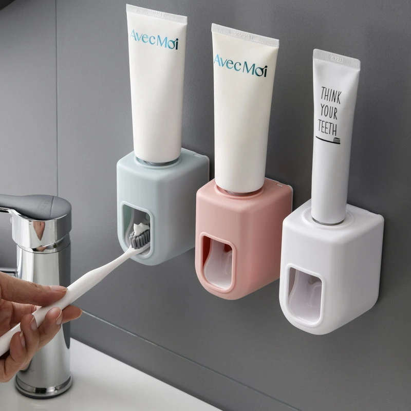 1Pc Easy Install Wall Mounted Automatic Toothpaste Dispenser Toothbrush Holder