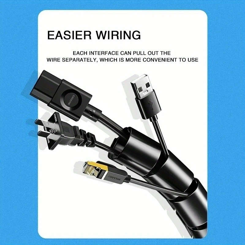 1pc 2M Flexible Spiral Cable Wire Protector Cable Organizer Computer Cord Protective Tube Clip Organ