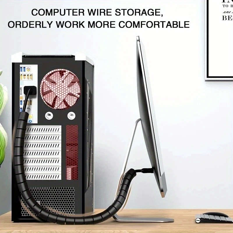 1pc 2M Flexible Spiral Cable Wire Protector Cable Organizer Computer Cord Protective Tube Clip Organ