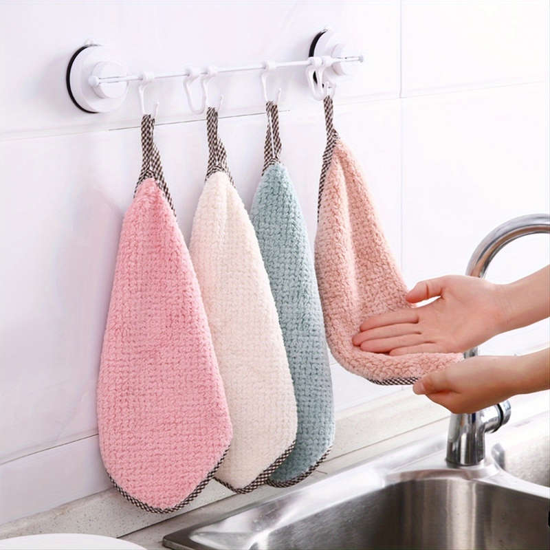5pcs Thickened Coral Velvet Dish Towels Soft Absorbent Towels For Kitchen Bathroom Car Win