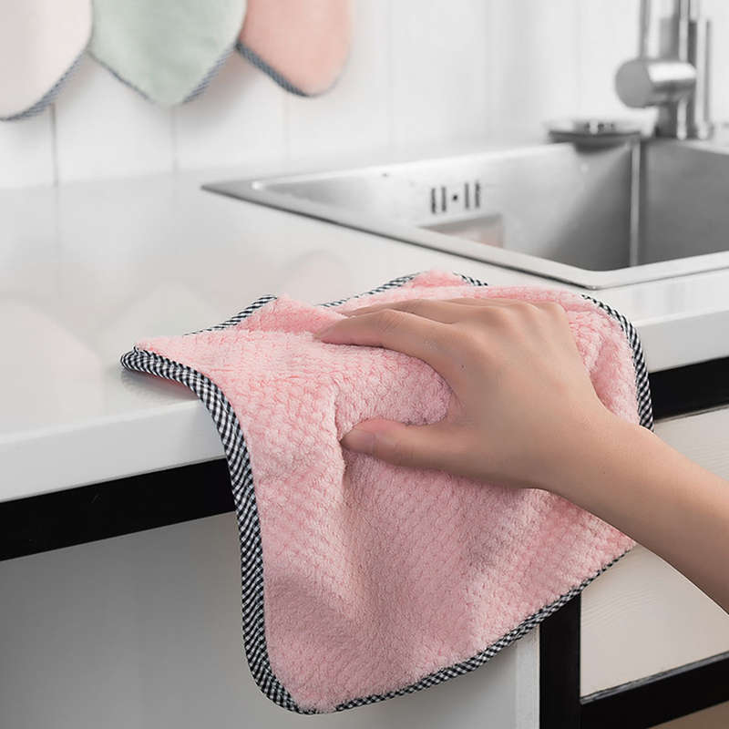 5pcs Thickened Coral Velvet Dish Towels Soft Absorbent Towels For Kitchen Bathroom Car Win