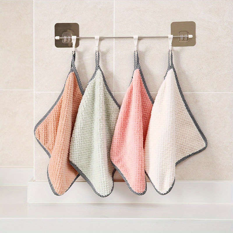 5pcs Thickened Coral Velvet Dish Towels Soft Absorbent Towels For Kitchen Bathroom Car Win