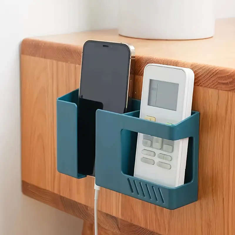 1pc Wall Mounted Storage Organizer Multifunctional Plastic Bracket for Remote Control Phone and Pers