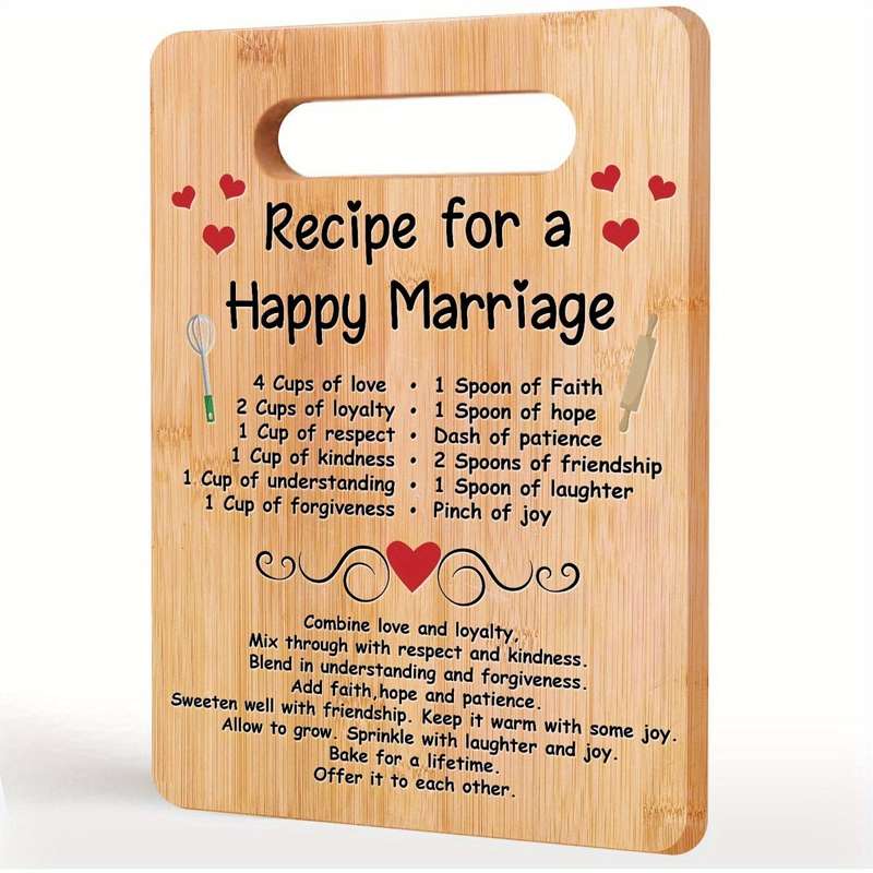 1pc Happy Marriage Engraved Bamboo Cutting Board Perfect Wedding Bridal Shower Gift for Couples