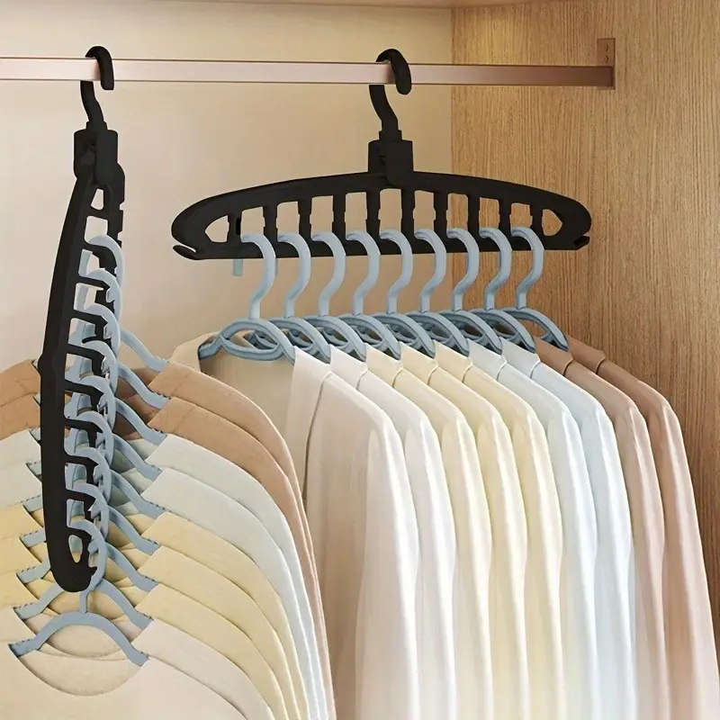 1pc Heavy Duty Plastic Hangers with Multi-hole Design Polished Finish Space Saving Organizer