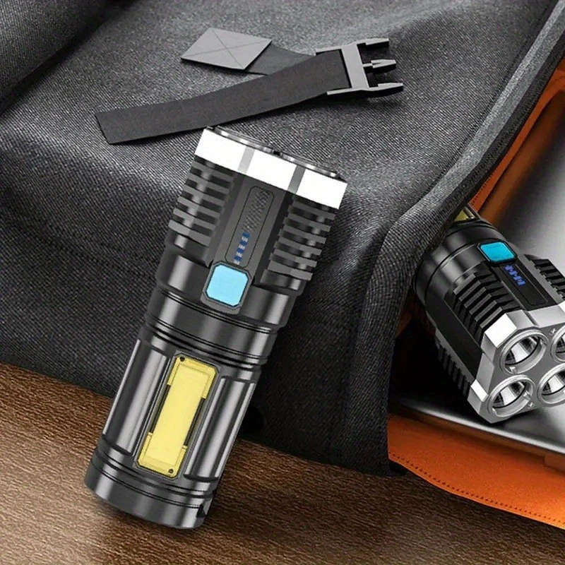1pc USB Rechargeable LED Flashlight 150 Lumen Multi-Mode Handheld Torch with COB Side Light Non-Wate