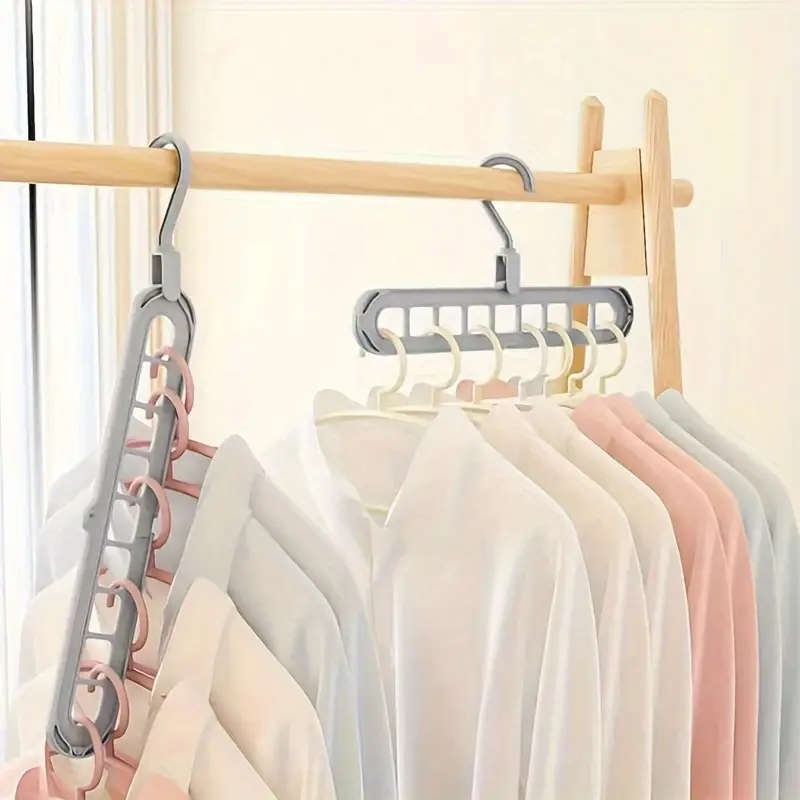 1pcs 9-Hole Multi-Functional Plastic Clothes Hanger Lacquered Finish Space Saving Foldable Storage