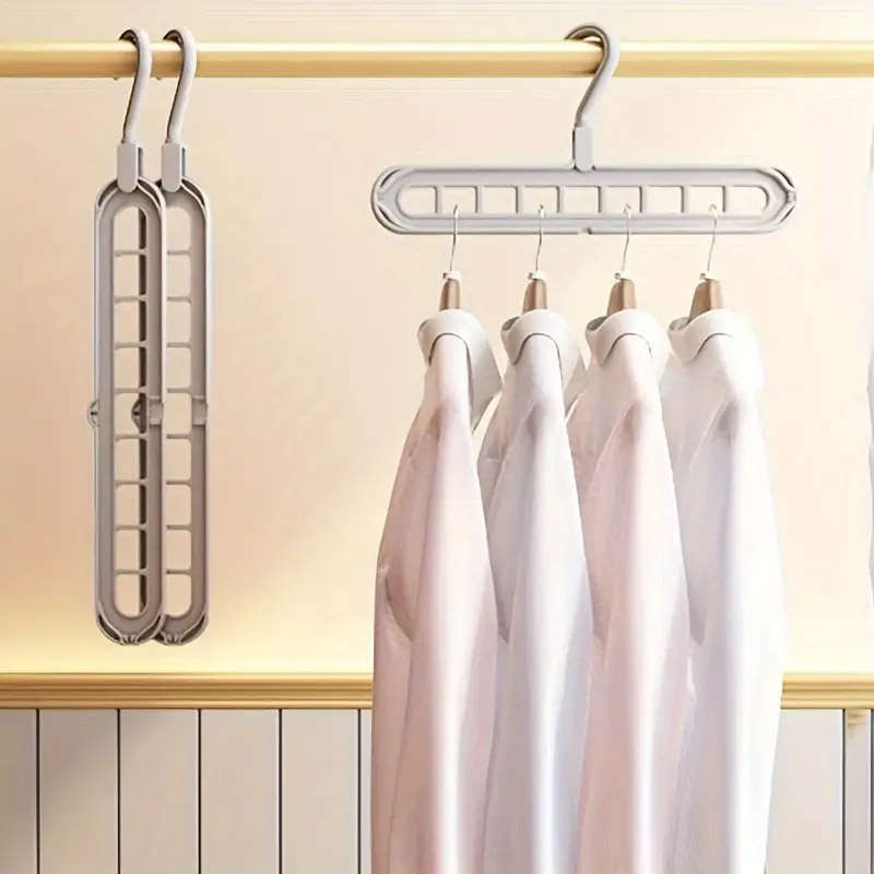 1pcs 9-Hole Multi-Functional Plastic Clothes Hanger Lacquered Finish Space Saving Foldable Storage