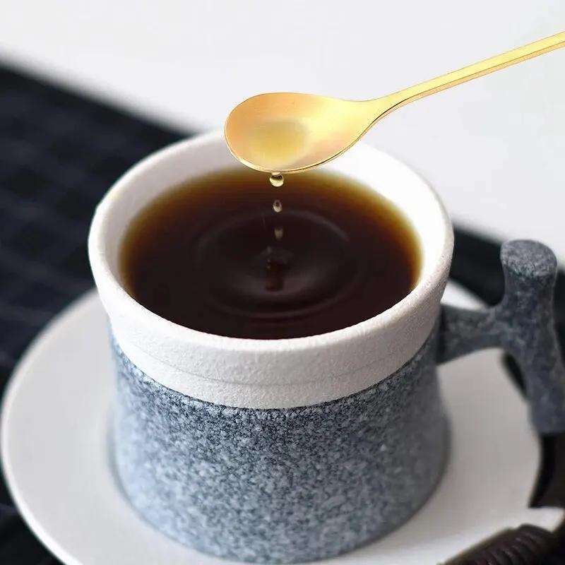 6pcs Creative Personality Stainless Steel Gold Spoons Tree Leaf Spoon Coffee Spoon Tea Spoon Ho