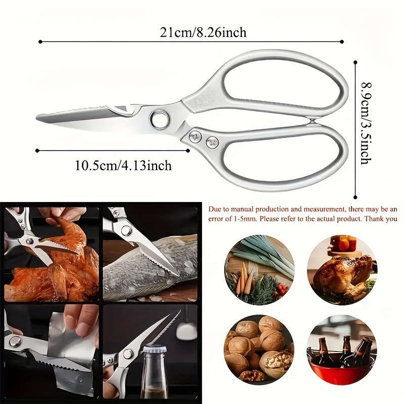 1pc Stainless Steel Scissors Household Scissors Strong Kitchen Scissors Chicken Bone Scissors Multi