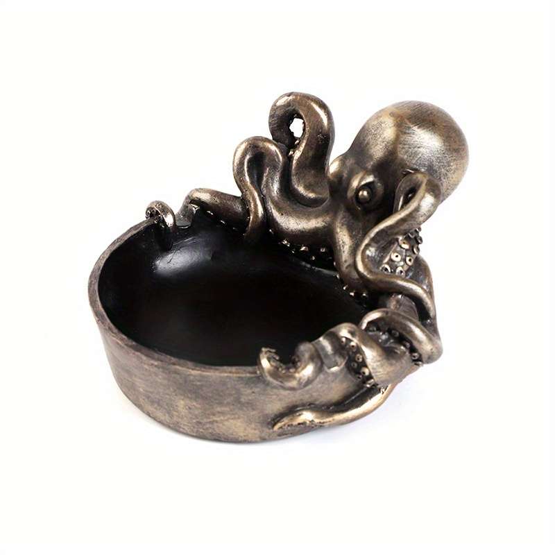 1pc Octopus Resin Ashtray Handcrafted Round Design with Intricate Tentacles Durable Indoor O