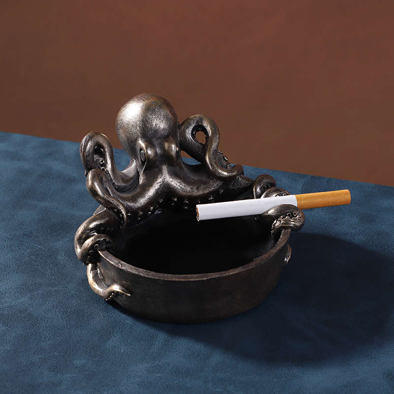 1pc Octopus Resin Ashtray Handcrafted Round Design with Intricate Tentacles Durable Indoor O