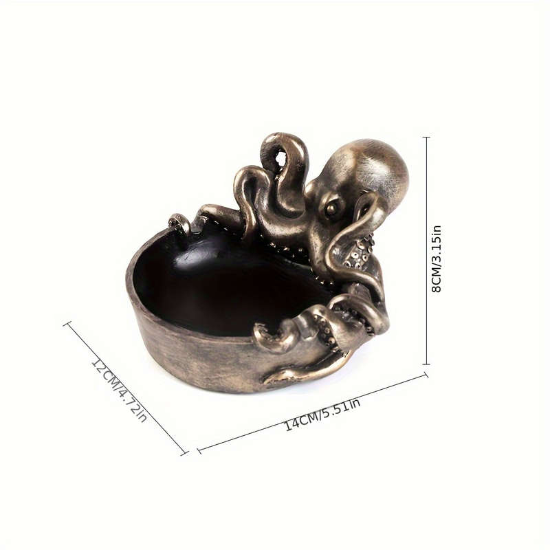 1pc Octopus Resin Ashtray Handcrafted Round Design with Intricate Tentacles Durable Indoor O