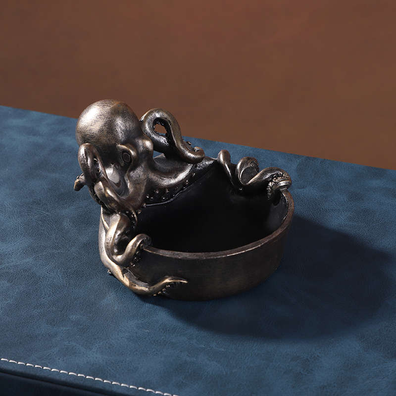 1pc Octopus Resin Ashtray Handcrafted Round Design with Intricate Tentacles Durable Indoor O